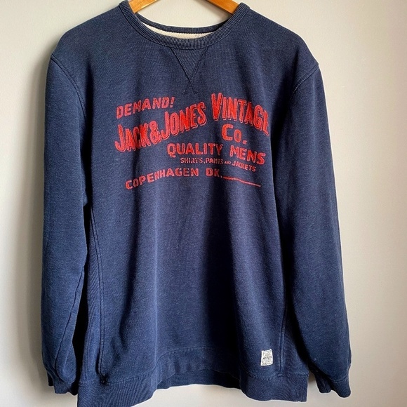 Jack & Jones Vintage Cloth Co. Men's Long‎ Sleeve Heavy Sweatshirt Charcoal Gray - Picture 1 of 12